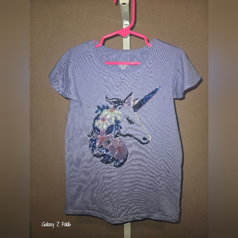 Unicorn Sequin Kids T-Shirt - Purple